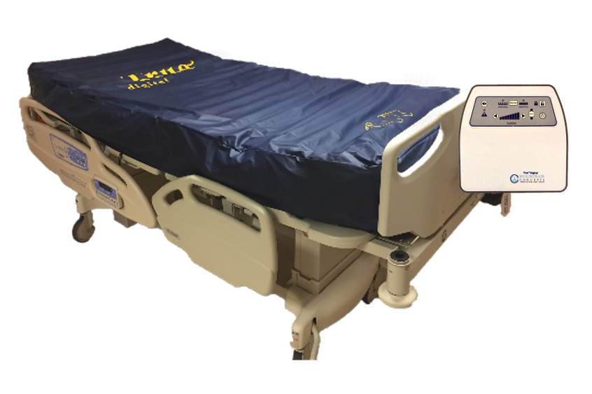 True³ Digital Mattress System on a hospital bed with control pump